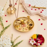 Brass Plate Puja Thali 8 Inch arati Plate