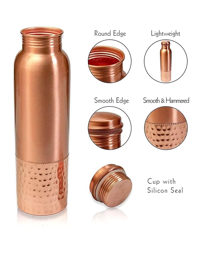 Pure Copper Water Bottle with Leak Proof Protection 1000ml