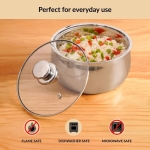 Stainless Steel Insulated Casserole with Glass Lid (1000 ml)