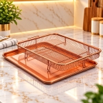 Copper Dish Drying Rack with Drain Tray