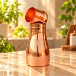 100% Pure Copper Anti Skid Emboss Carafe (1 Litre) Lid Can Be Used As Glass