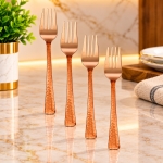 Steel Copper Desert Fork- Hammered Design - 4 pcs set