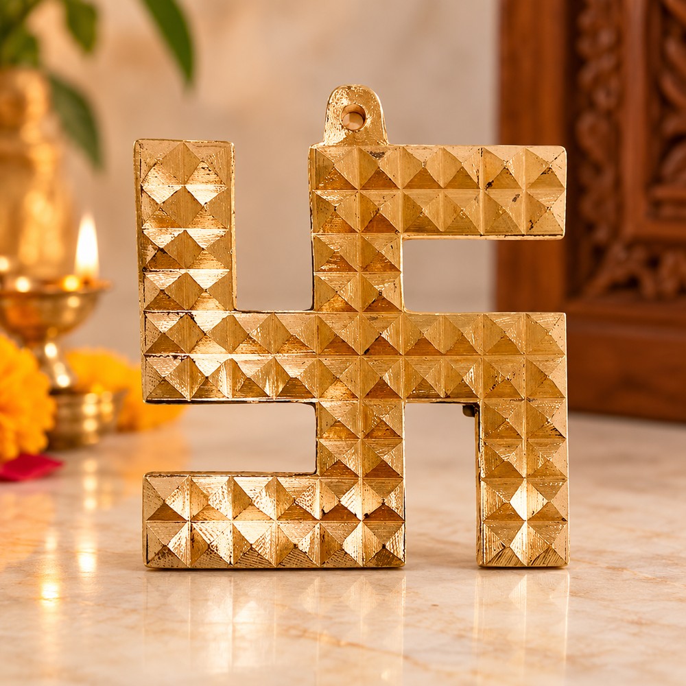 The Spiritual Living Swastik for Door Entrance Copper Swastik Pyramid